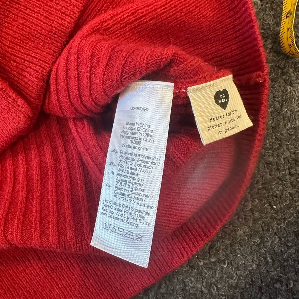 Madewell Red Ribbed Boxy 3 Button Wool Alpaca Blend Long Sleeve Cardigan Size XS - Picture 10 of 10